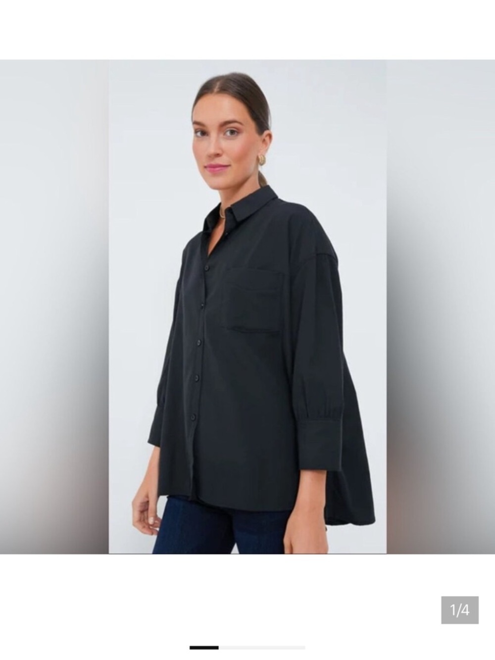 TUCKERNUCK Black Oversized Button-Down Shirt Top - Women, XS & S